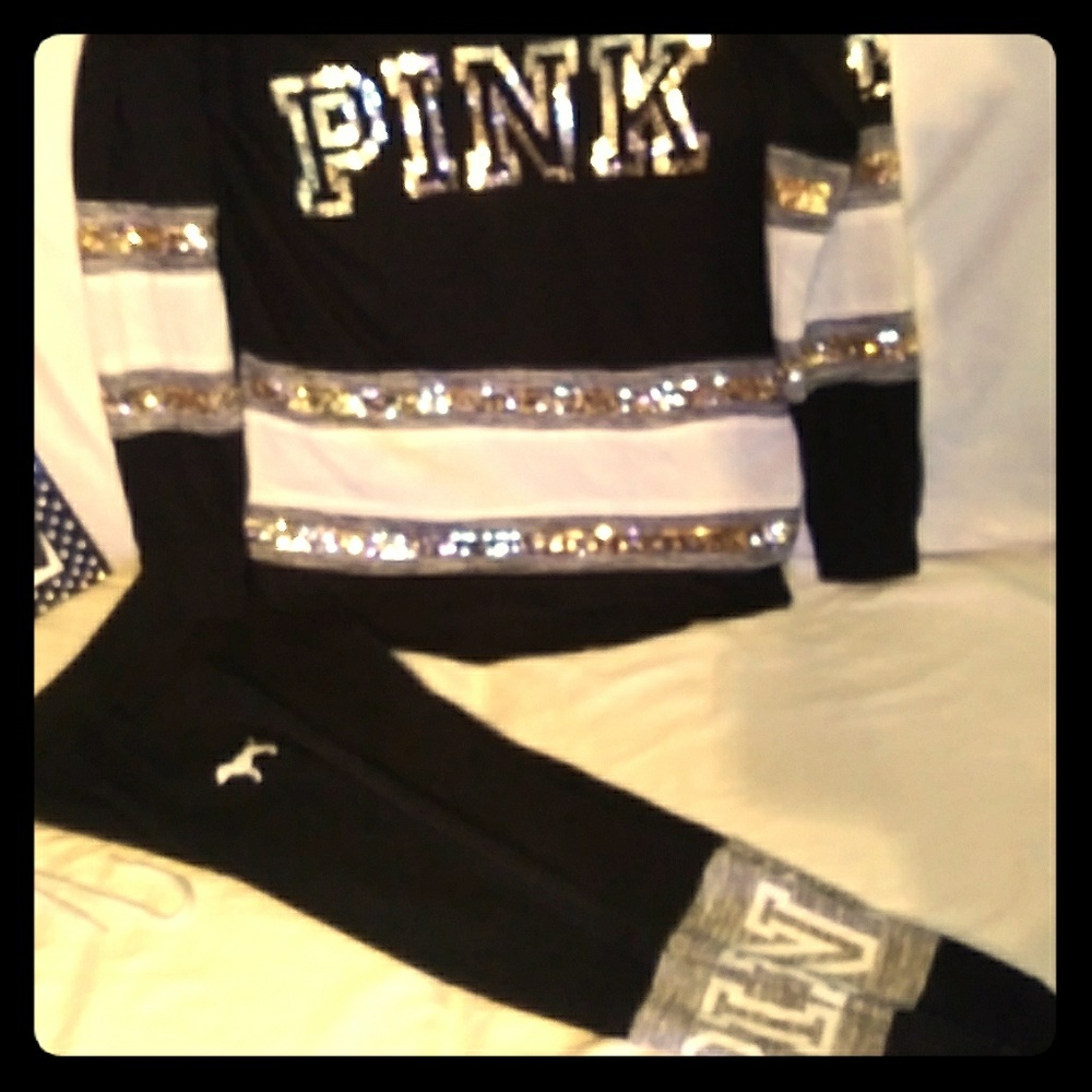 2 piece rare pink victoria secret matching outfit